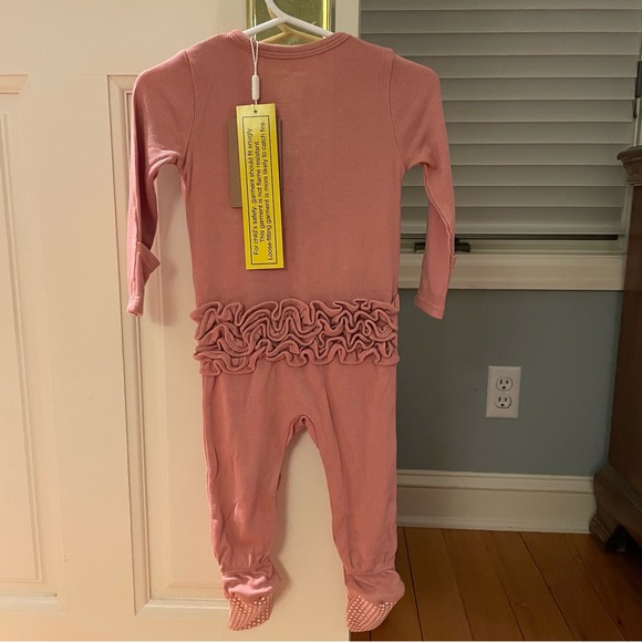 NWT Angel Dear Blush Pink Ruffle Rib Footie Pajama Size 6-9M - Picture 5 of 5